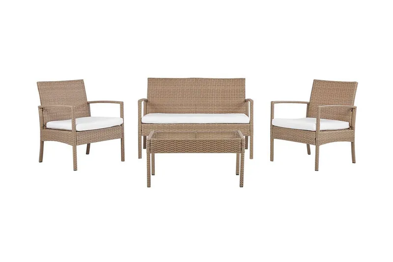 Loungegrupp Utomhus 4-sits konstrotting ljusbrun MARSALA - Trä/natur - Utemöbler - Utegrupp - Loungegrupp