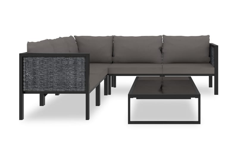 Loungegrupp Utomhus 6 delar med dynor konstrotting antracit - Grå - Utemöbler - Utegrupp - Loungegrupp