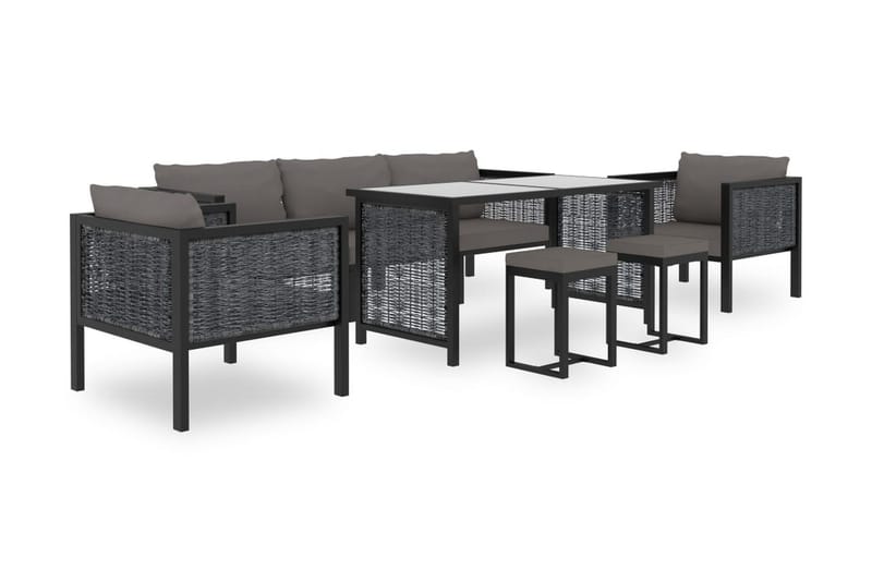 Loungegrupp Utomhus 8 delar med dynor konstrotting antracit - Grå - Utemöbler - Utegrupp - Loungegrupp