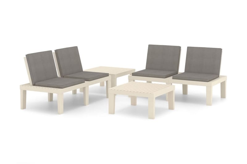 Loungegrupp Utomhus för trädgården 4 delar med dynor plast vit - Vit - Utemöbler - Utegrupp - Loungegrupp