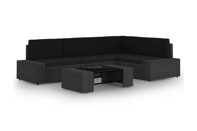 Loungegrupp Utomhus för trädgården 5 delar konstrotting svart - Svart - Utemöbler - Utegrupp - Loungegrupp