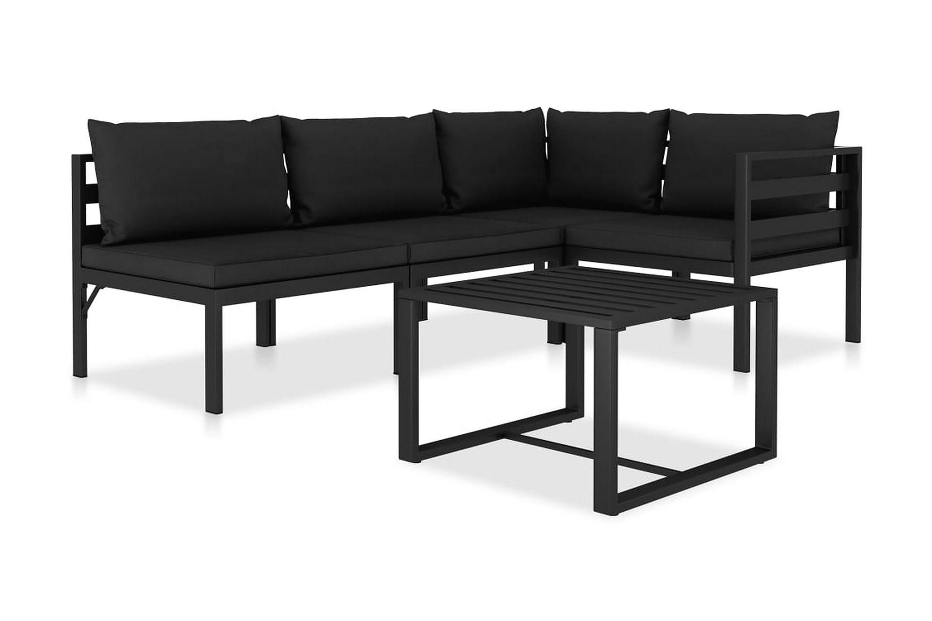 Loungegrupp Utomhus för trädgården 5 delar med dynor aluminium - Antracit - Utemöbler - Utegrupp - Loungegrupp