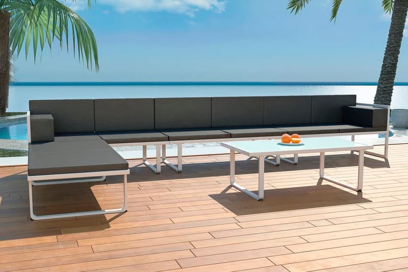 Loungegrupp Utomhus för trädgården 5 delar textilene aluminium svart - Svart - Utemöbler - Utegrupp - Loungegrupp