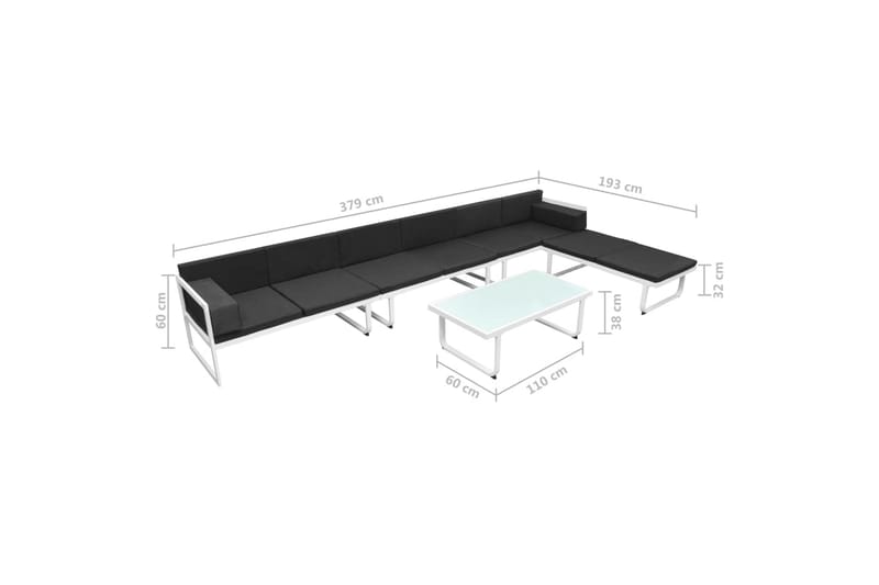 Loungegrupp Utomhus för trädgården 5 delar textilene aluminium svart - Svart - Utemöbler - Utegrupp - Loungegrupp