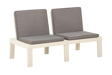 Loungegrupp Utomhus för trädgården 6 delar med dynor plast vit - Vit - Utemöbler - Utegrupp - Loungegrupp