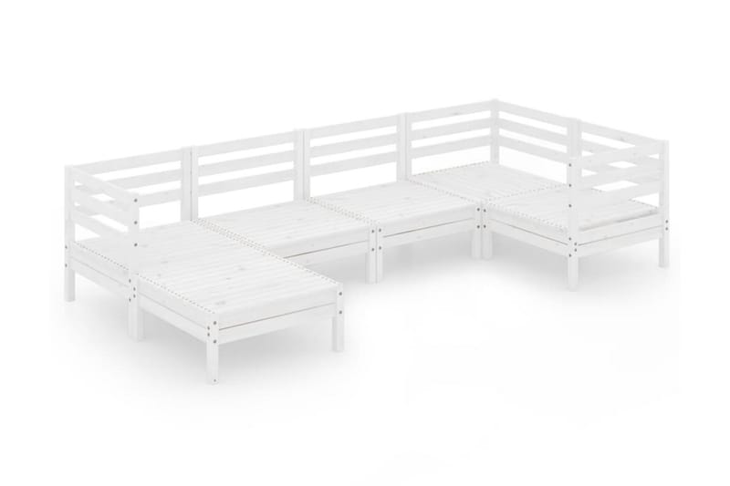 Loungegrupp Utomhus för trädgården 6 delar vit massiv furu - Vit - Utemöbler - Utegrupp - Loungegrupp