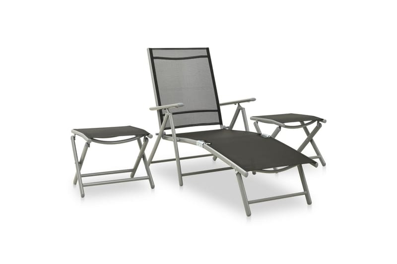 Loungegrupp Utomhus för trädgården 9 delar silver och svart - Svart - Utemöbler - Utegrupp - Loungegrupp