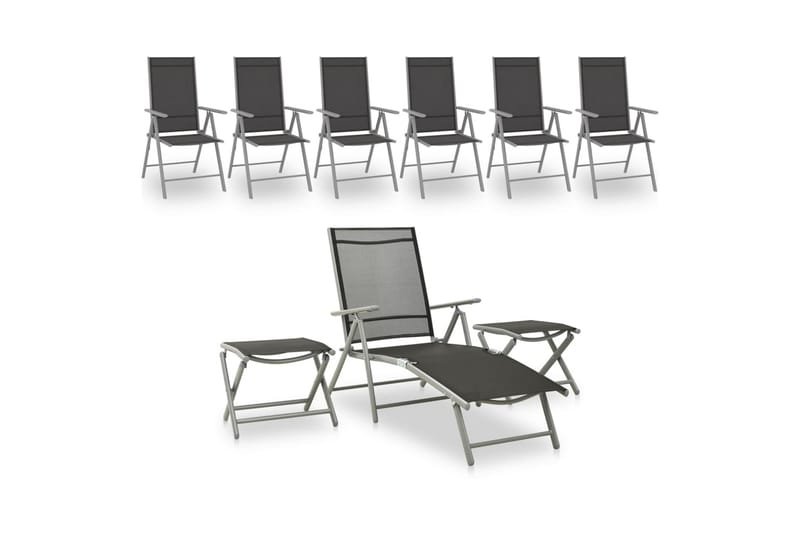 Loungegrupp Utomhus för trädgården 9 delar silver och svart - Svart - Utemöbler - Utegrupp - Loungegrupp