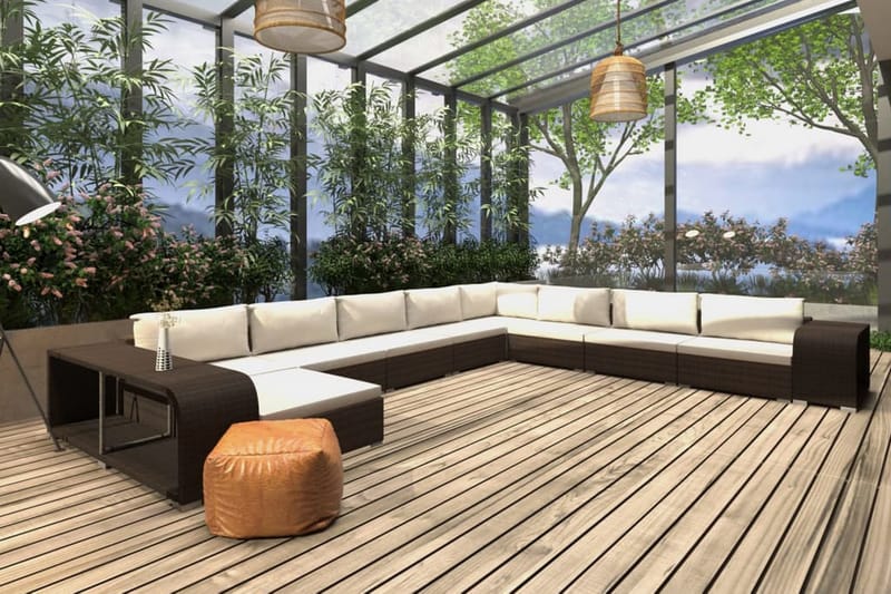 Loungegrupp Utomhus för trädgården med dynor 12 delar konstrotting b - Brun - Utemöbler - Utegrupp - Loungegrupp