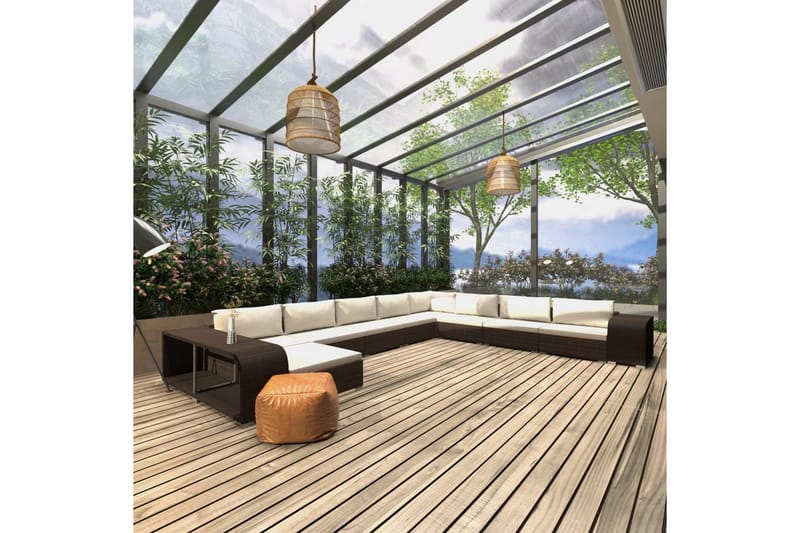 Loungegrupp Utomhus för trädgården med dynor 12 delar konstrotting b - Brun - Utemöbler - Utegrupp - Loungegrupp