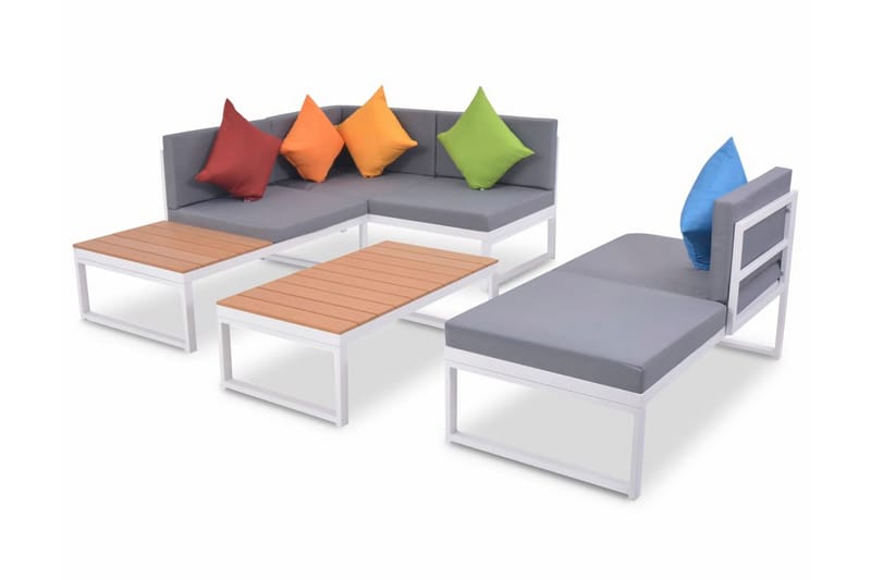 Loungegrupp Utomhus för trädgården med dynor 4 delar aluminium WPC - Flerfärgad - Utemöbler - Utegrupp - Loungegrupp