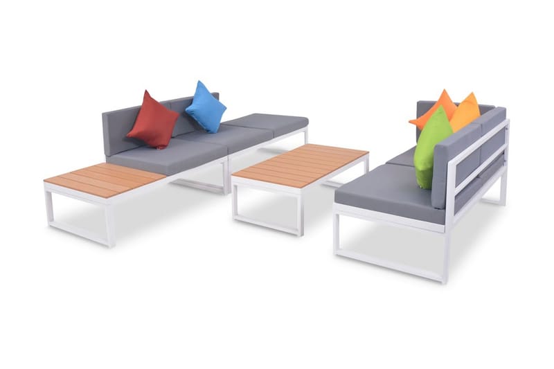 Loungegrupp Utomhus för trädgården med dynor 4 delar aluminium WPC - Flerfärgad - Utemöbler - Utegrupp - Loungegrupp