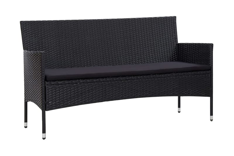 Loungegrupp Utomhus för trädgården med dynor 4 delar konstrotting sv - Svart - Utemöbler - Utegrupp - Loungegrupp