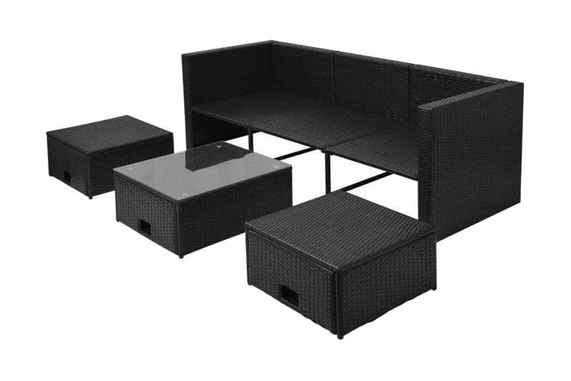 Loungegrupp Utomhus för trädgården med dynor 4 delar konstrotting sv - Svart - Utemöbler - Utegrupp - Loungegrupp