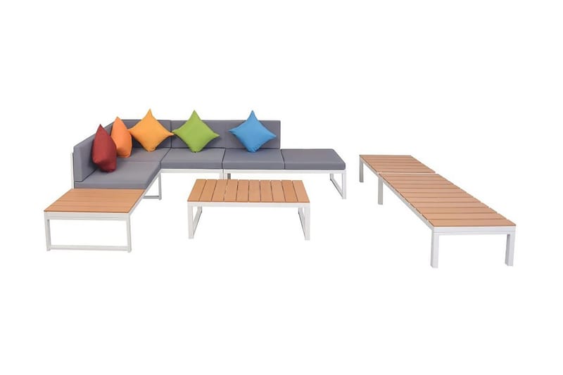 Loungegrupp Utomhus för trädgården med dynor 5 delar aluminium WPC - Flerfärgad - Utemöbler - Utegrupp - Loungegrupp