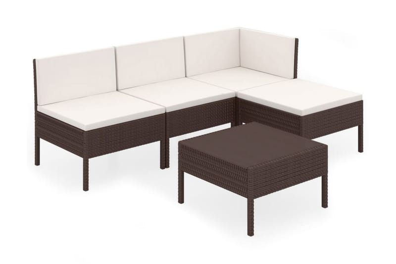 Loungegrupp Utomhus för trädgården med dynor 5 delar konstrotting br - Brun - Utemöbler - Utegrupp - Loungegrupp