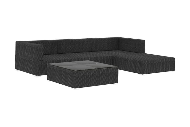 Loungegrupp Utomhus för trädgården med dynor 5 delar konstrotting sv - Svart - Utemöbler - Utegrupp - Loungegrupp