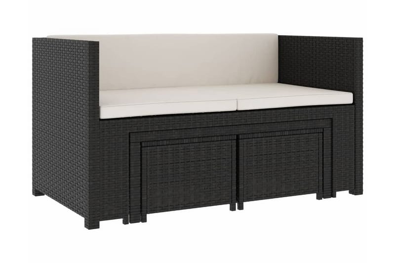 Loungegrupp Utomhus för trädgården med dynor 5 delar konstrotting sv - Svart - Utemöbler - Utegrupp - Loungegrupp