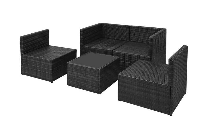 Loungegrupp Utomhus för trädgården med dynor 5 delar konstrotting sv - Svart - Utemöbler - Utegrupp - Loungegrupp