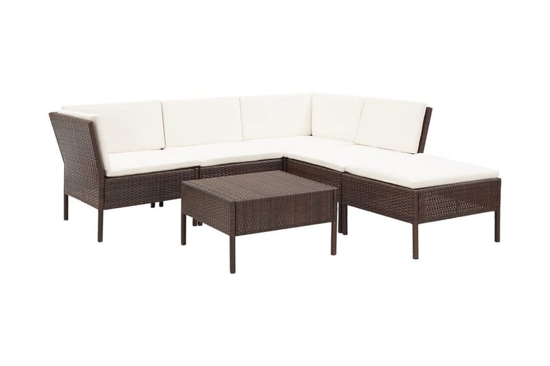 Loungegrupp Utomhus för trädgården med dynor 6 delar konstrotting br - Brun - Utemöbler - Utegrupp - Loungegrupp