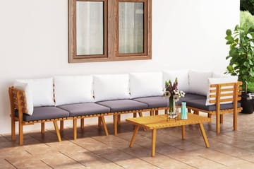 Loungegrupp Utomhus för trädgården med dynor 7 delar massivt akaciat - Brun - Utemöbler - Utegrupp - Loungegrupp
