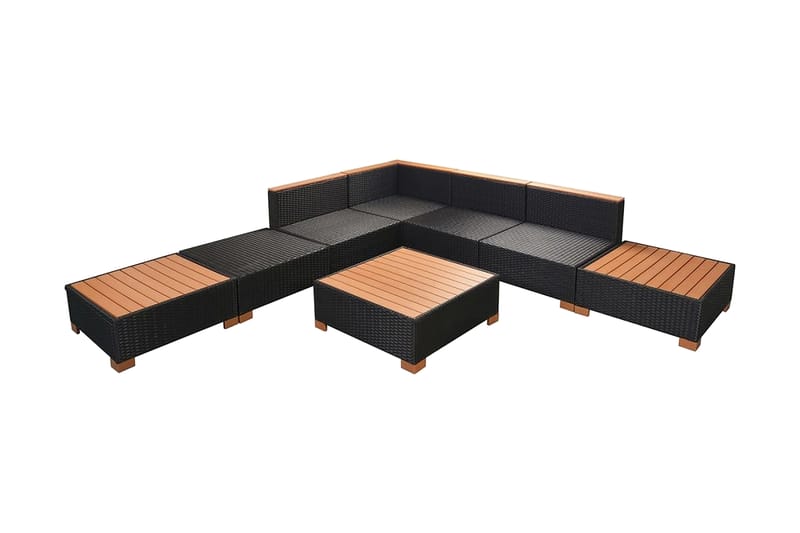 Loungegrupp Utomhus för trädgården med dynor 8 delar konstrotting sv - Svart - Utemöbler - Utegrupp - Loungegrupp