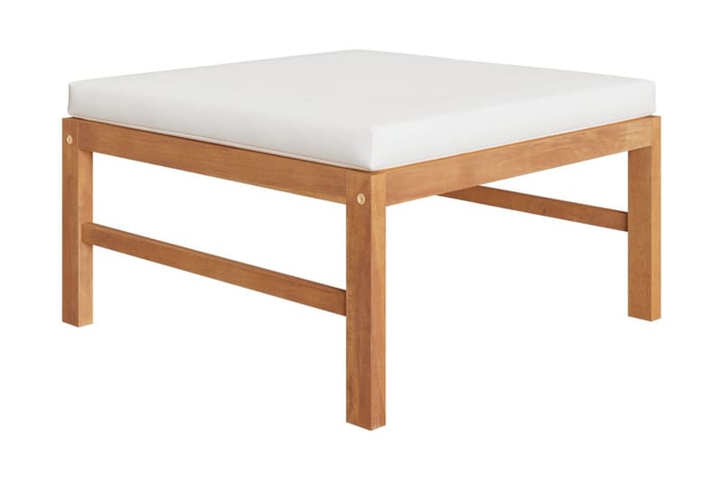 Loungegrupp Utomhus för trädgården med gräddvita dynor 3 delar teak - Kräm - Utemöbler - Utegrupp - Loungegrupp