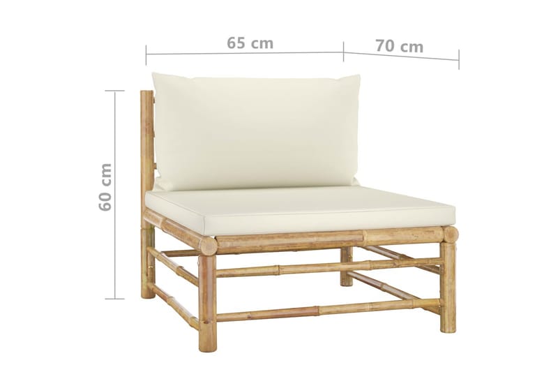 Loungegrupp Utomhus för trädgården med gräddvita dynor 6 delar bambu - Vit - Utemöbler - Utegrupp - Loungegrupp