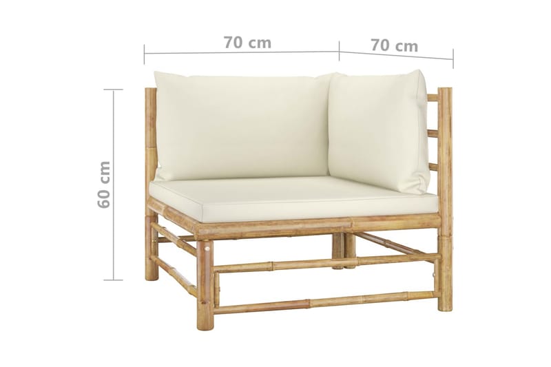 Loungegrupp Utomhus för trädgården med gräddvita dynor 6 delar bambu - Vit - Utemöbler - Utegrupp - Loungegrupp