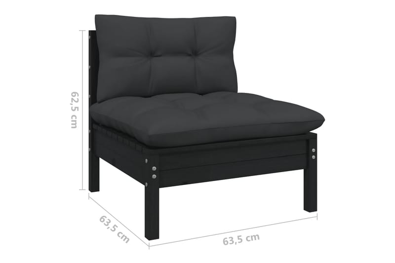 Loungegrupp Utomhus med antracit dynor 8 delar massiv furu - Svart - Utemöbler - Utegrupp - Loungegrupp