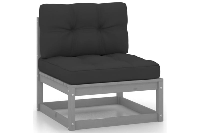 Loungegrupp Utomhus med dynor 4 delar massiv furu - Grå - Utemöbler - Utegrupp - Loungegrupp