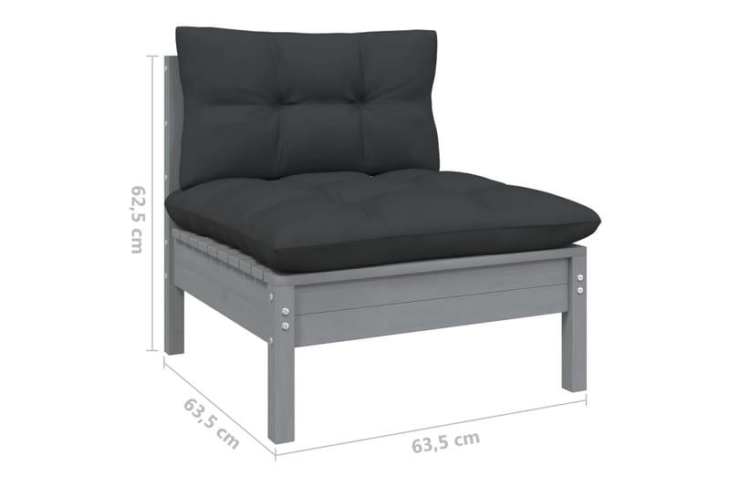 Loungegrupp Utomhus med dynor 7 delar massiv furu - Grå - Utemöbler - Utegrupp - Loungegrupp