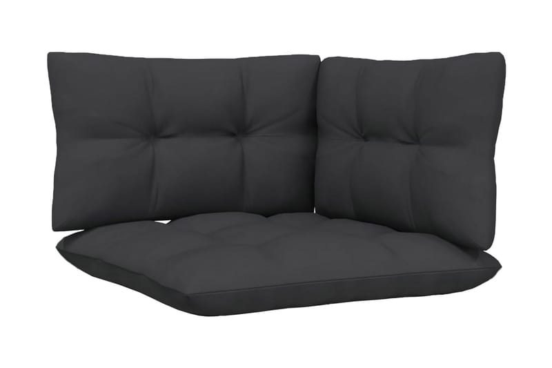 Loungegrupp Utomhus med dynor svart 3 delar massiv furu - Svart - Utemöbler - Utegrupp - Loungegrupp