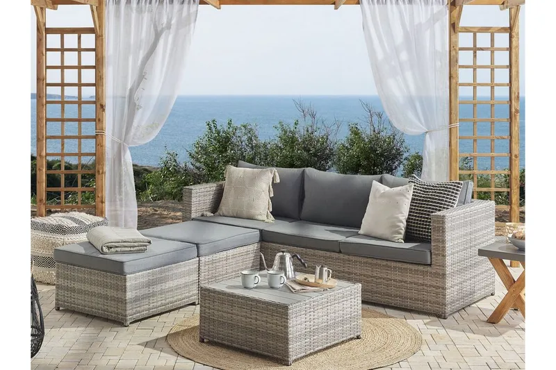 Loungegrupp Utomhus rottig grå SABBIA - Grå - Utemöbler - Utegrupp - Loungegrupp