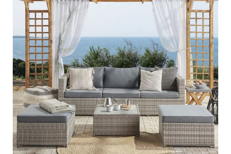 Loungegrupp Utomhus rottig grå SABBIA - Grå - Utemöbler - Utegrupp - Loungegrupp