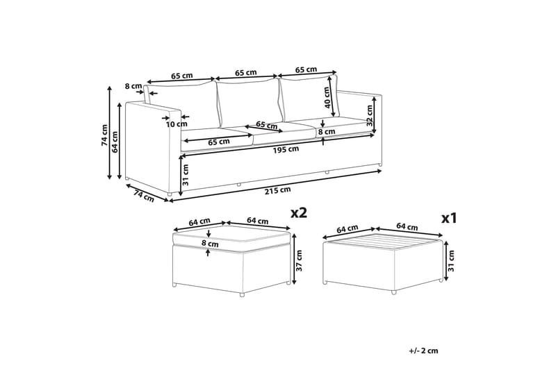 Loungegrupp Utomhus rottig grå SABBIA - Grå - Utemöbler - Utegrupp - Loungegrupp