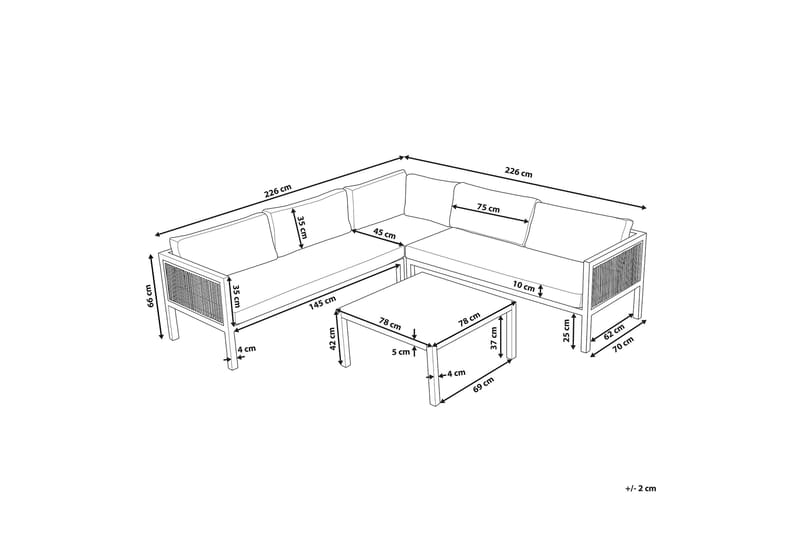Loungegrupp Utomhus vit/brun BORELLO - Vit - Utemöbler - Utegrupp - Loungegrupp