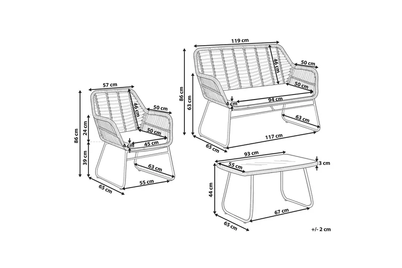 Malvedo Soffgrupp Utomhus - Natur/Svart - Utemöbler - Utegrupp - Loungegrupp
