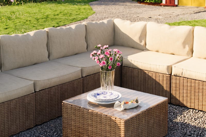 Marcus Loungegrupp - Sand / Vita dynor - Utemöbler - Utegrupp - Loungegrupp