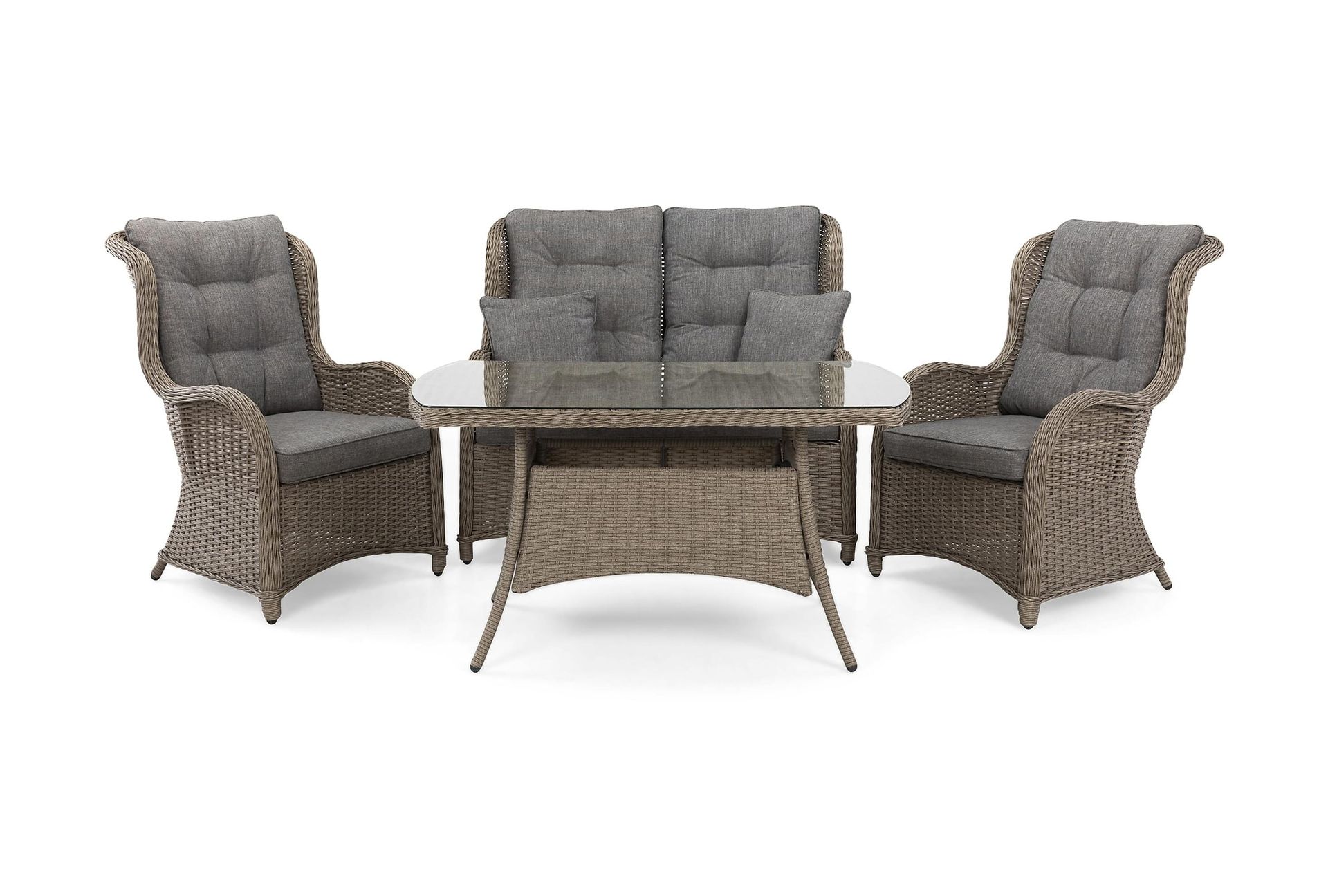 marcus soffgrupp 2-sits ink. fåtöljer - brun / gråa dynor