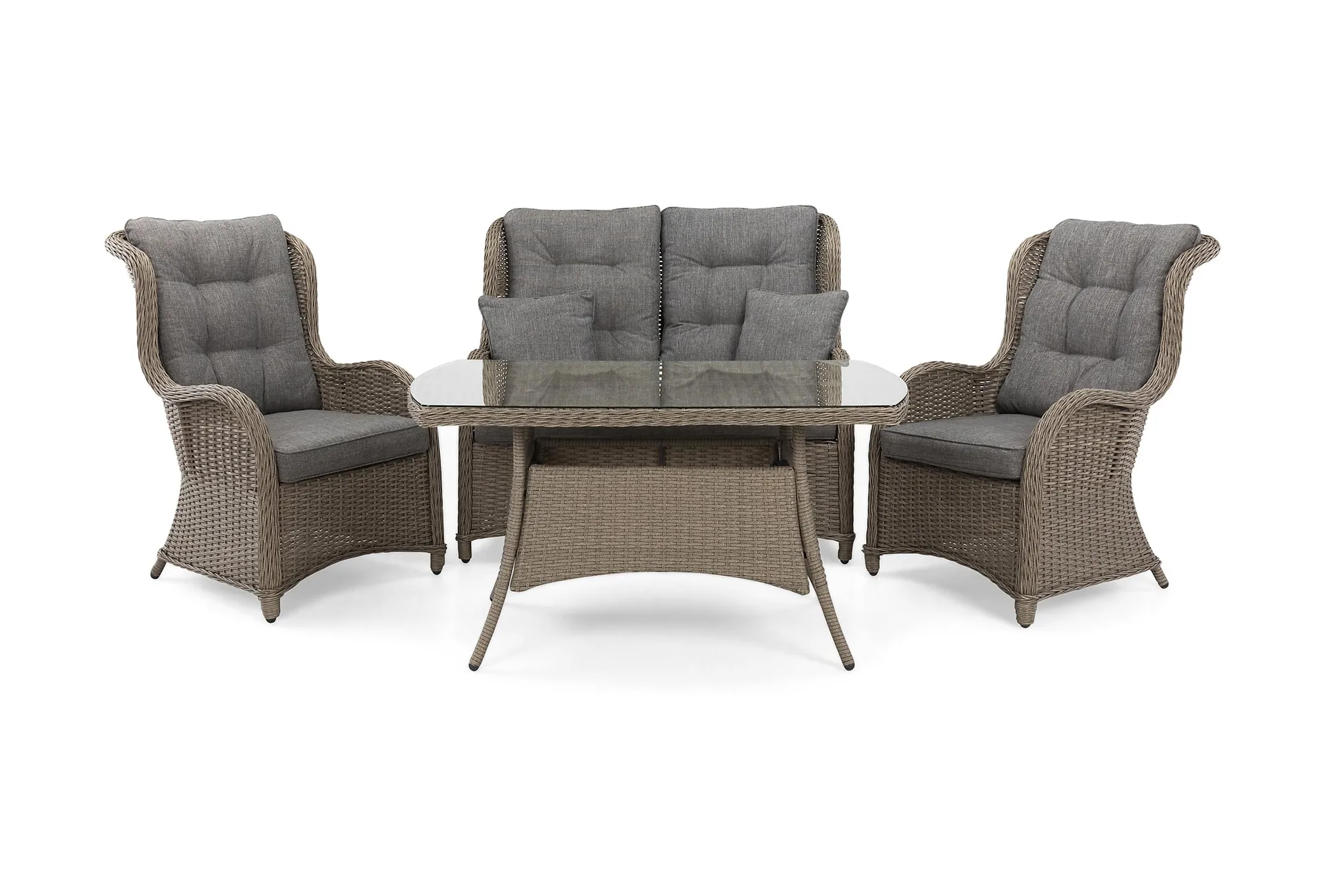 marcus soffgrupp 2-sits ink. fåtöljer - brun / gråa dynor