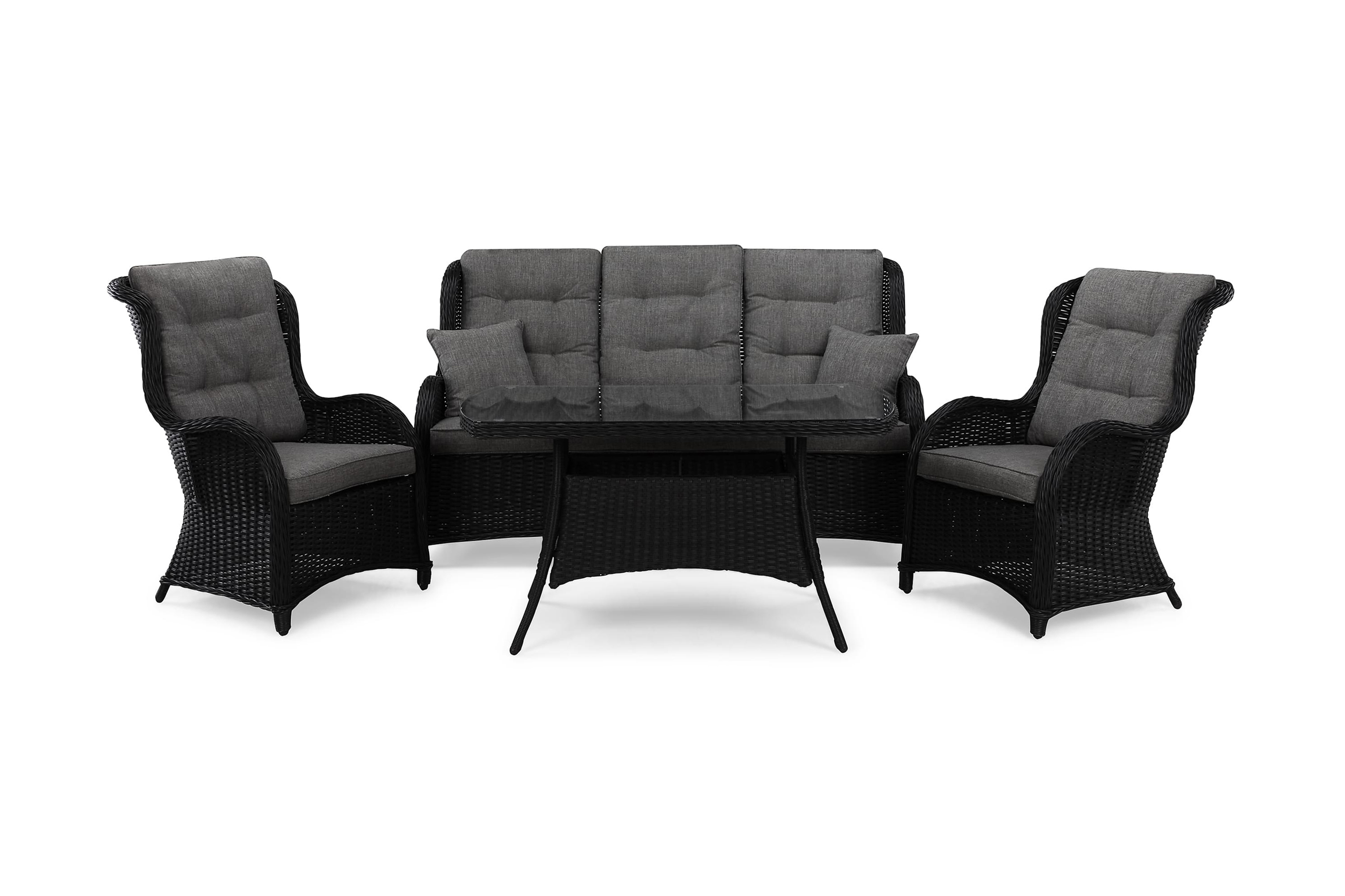 marcus soffgrupp utomhus 3-sits ink. utefåtöljer - svart