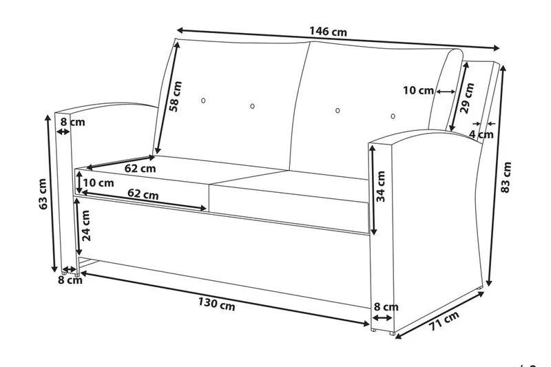 Marino Loungegrupp Utomhus 146 cm - Vit - Utemöbler - Utegrupp - Loungegrupp