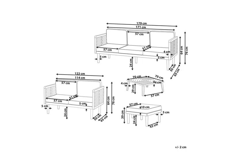 Loungegrupp med 2 sits soffa Baratti - Utemöbler - Utegrupp - Loungegrupp