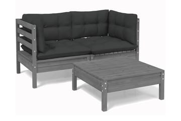 Loungegrupp Utomhus med antracit dynor 5 delar massiv furu
