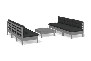 Loungegrupp Utomhus med antracit dynor 7 delar massiv furu