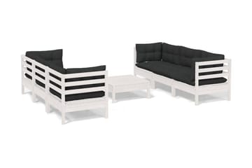 Loungegrupp Utomhus med antracit dynor 7 delar massiv furu