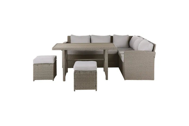 Loungegrupp med bord Bardi Natur/grå/beige, Natur/grå/beige