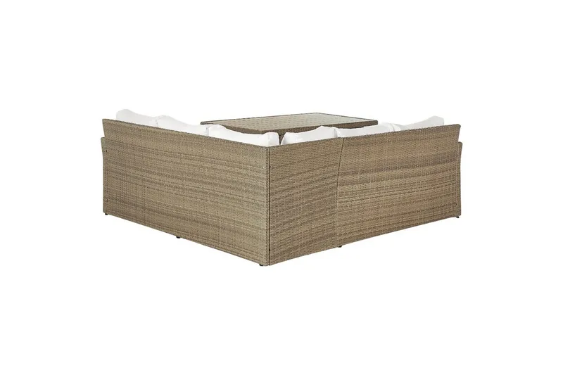 Loungegrupp med bord Bardi Vit/brun - Vit/brun - Utemöbler - Utegrupp - Loungegrupp