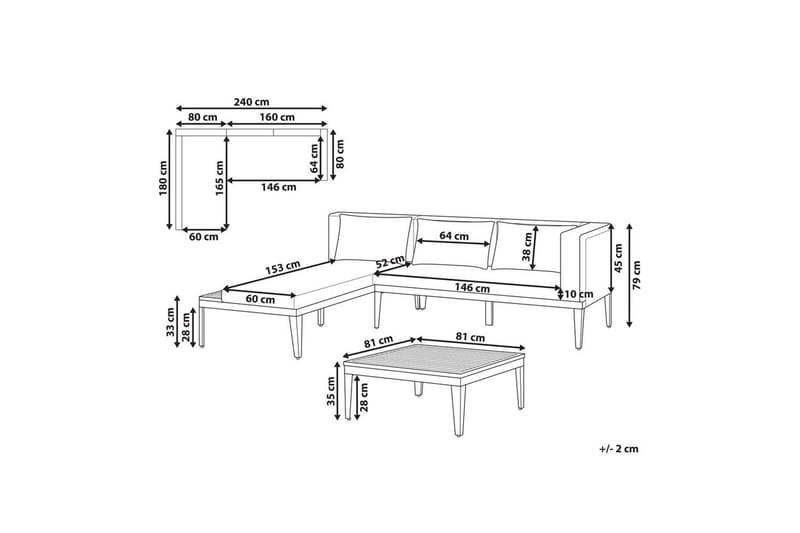 Loungegrupp med bord Bracciano 3-Sits - 3-Sits - Utemöbler - Utegrupp - Loungegrupp